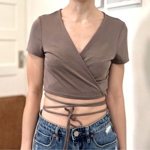 Brown Wrap Crop Top